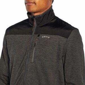 Orvis Men’s Full Zip Performance Jacket Heather Gray Black Nylon Panels Size L